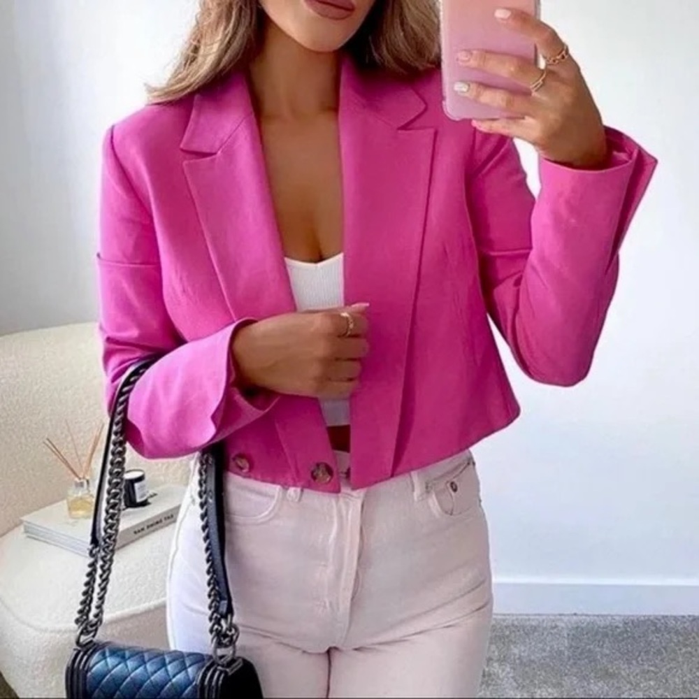 Zara Pink Cropped Blazer